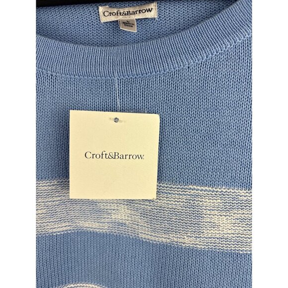 Croft & Barrow Womens Cotton Blue & White Striped Sweater Large - Picture 5 of 7